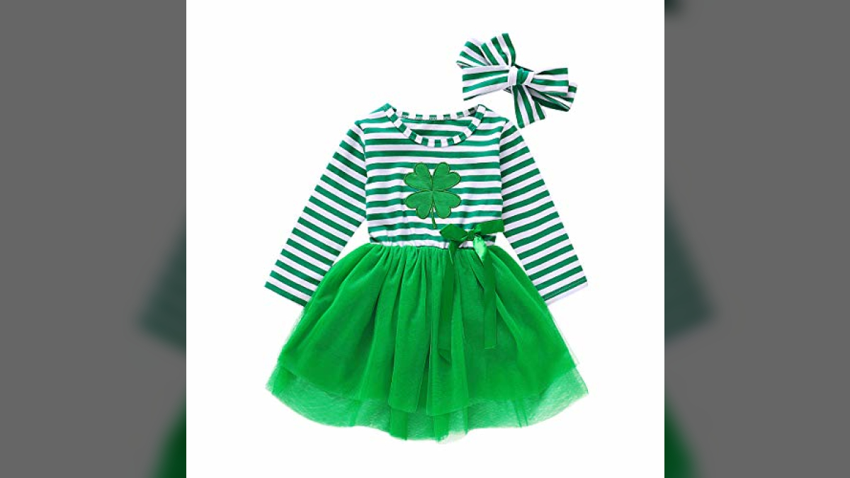 My 1st St Patrick's Day Baby Girl 4PCS Outfit Romper Tutu Skirt Legging Warmers